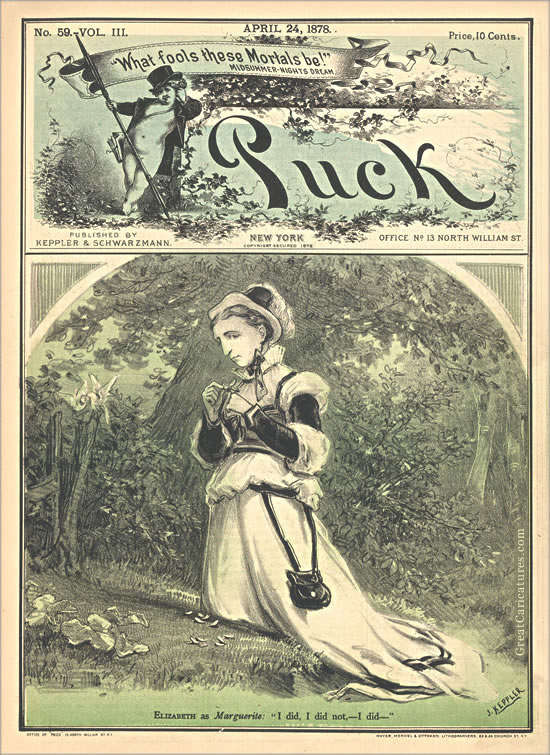 Elizabeth as Marguerite "I did, I did not, – I did –" by Joseph Keppler